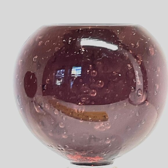 Handcrafted Clear Glass Martini Glasses With Bubble-Infused Red Orb Base - Set O - Picture 9 of 9